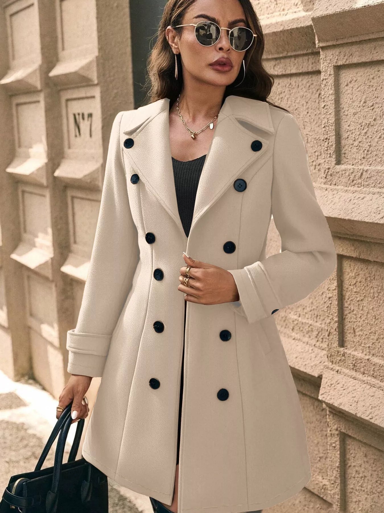 Double - Breasted Wool Blend Overcoat - Tailored Accord