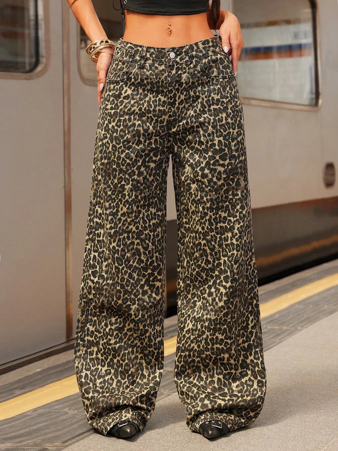 Leopard Print Wide Leg Jeans - Tailored Accord