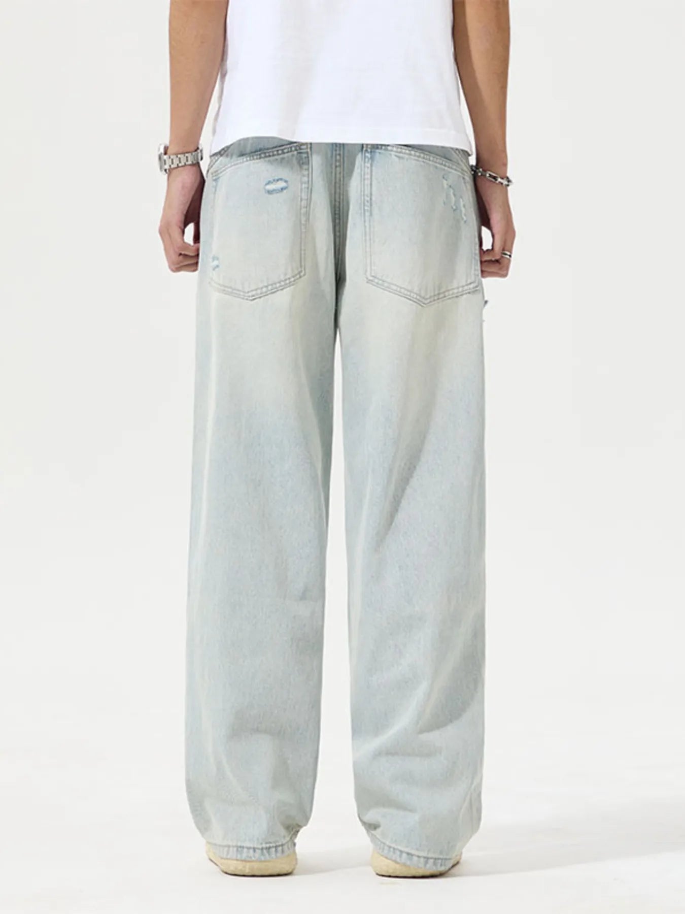 Men's Full Size Distressed Wide Leg Jeans Plus Size - Tailored Accord